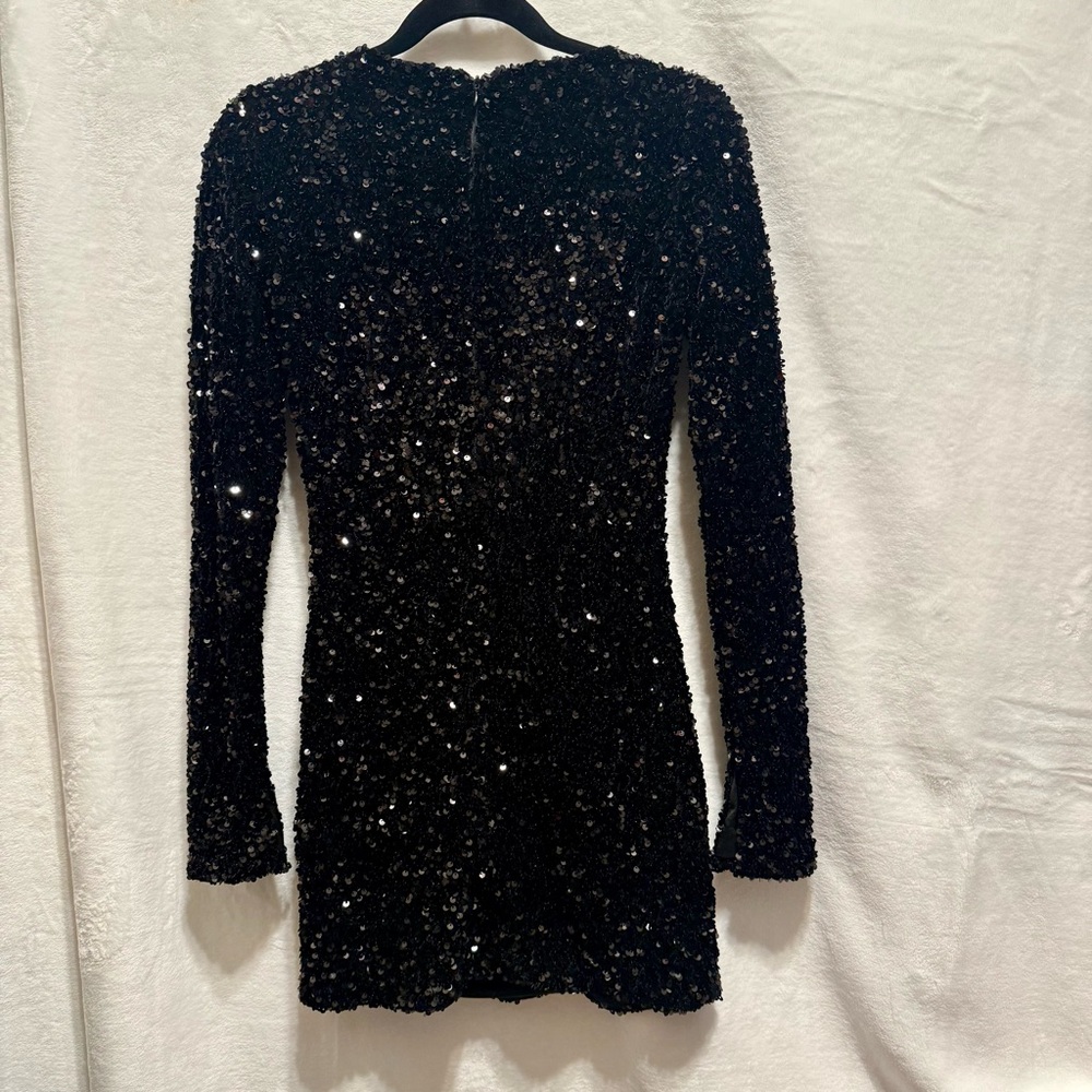 Forever 21 Black Sequin Long Sleeve Dress NWT - Picture 3 of 10